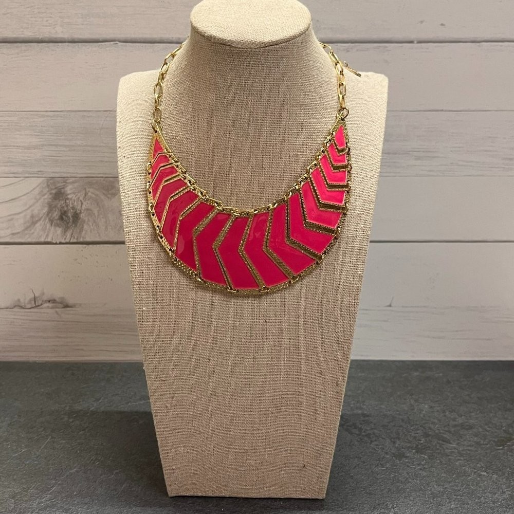 Amrita Singh Statement Necklace Hot Pink Enamel